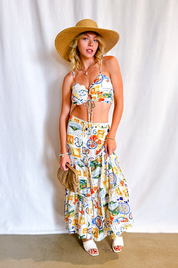 Vacay Patchwork Button Up Maxi Skirt / Ivory - Image 4