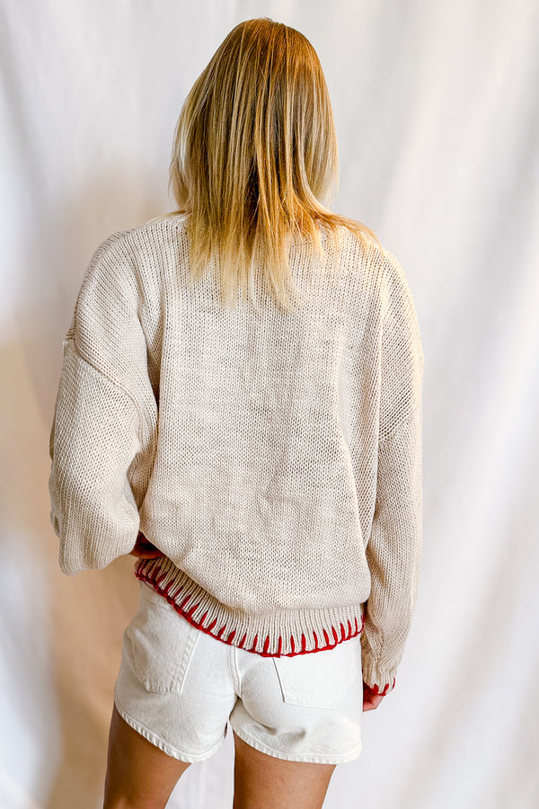 Lobster Whip Stitched Sweater / Beige - Image 6
