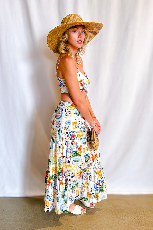 Vacay Patchwork Button Up Maxi Skirt / Ivory - Image 5