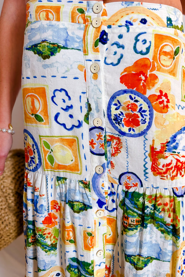 Vacay Patchwork Button Up Maxi Skirt / Ivory - Image 6