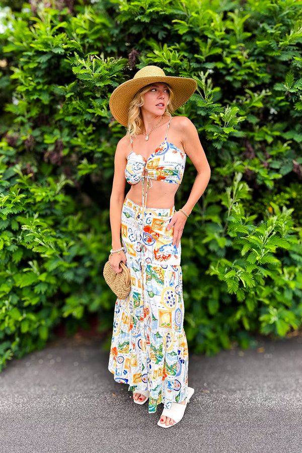 Vacay Patchwork Button Up Maxi Skirt / Ivory - Image 2