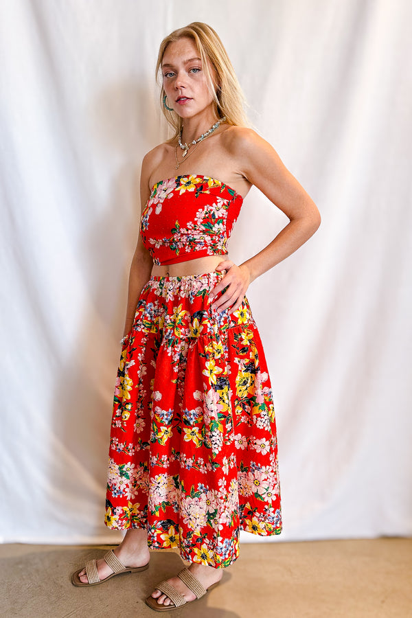 Fiesta Floral Midi Skirt / Orange - Image 3