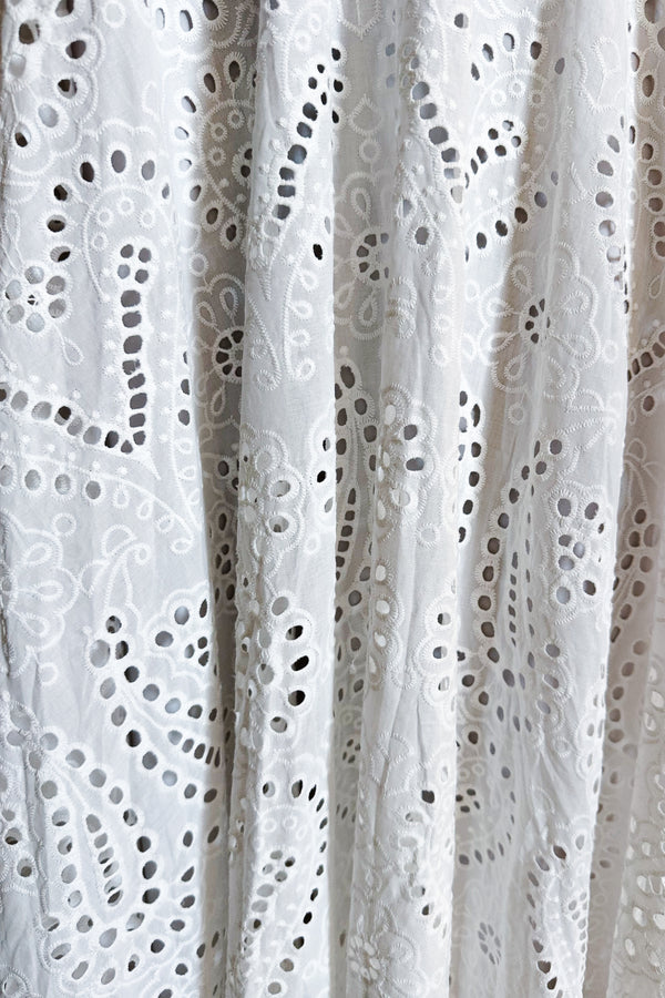 Eyelet Full Midi Skirt / White - Image 2