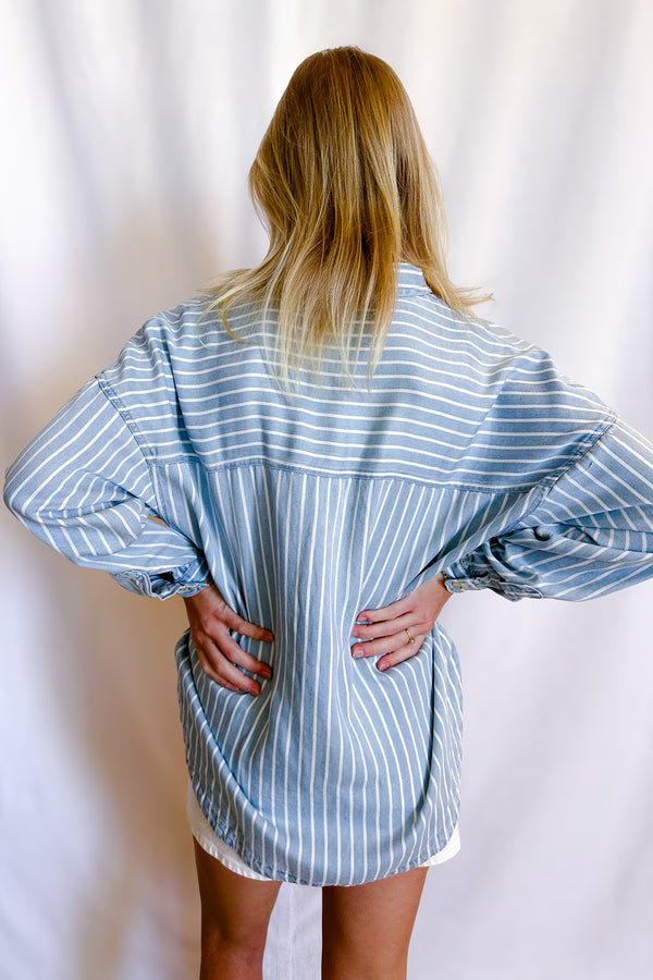 Railroad Stripe Soft Denim Shirt / Chambray - Image 5