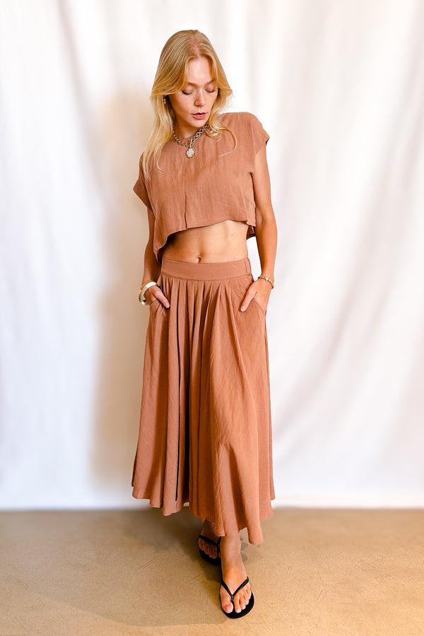 Pocketed Full Midi Skirt / Mocha - Image 5