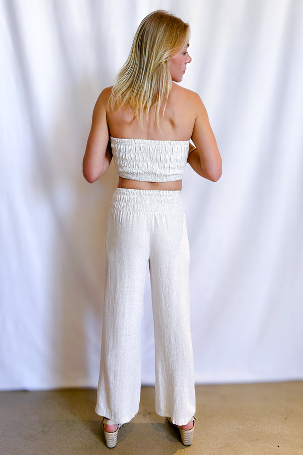 Simple Linen Smock Waist Wide Leg Pant / Natural - Image 4