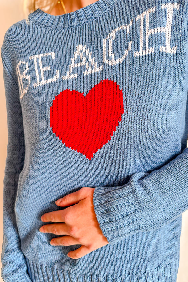 Beach Heart Crewneck Sweater / Blue - Image 5