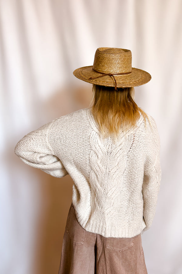 Soft Cable Knit Open Mid Length Cardigan / Cream - Image 6