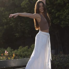 Sash Tiered Wide Leg Pant / White