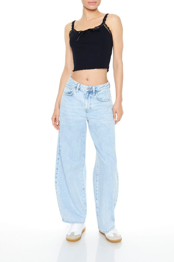 Cropped Lace-Trim Bow Cami - Image 4