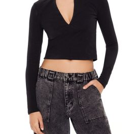 Jersey Knit Cutout Crop Top