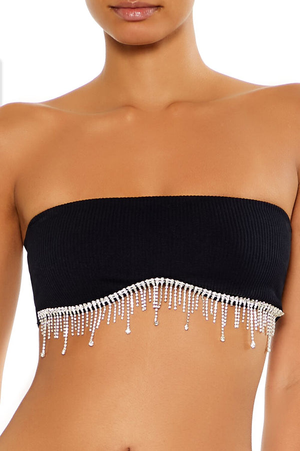 Seamless Rhinestone Fringe Bralette - Image 2