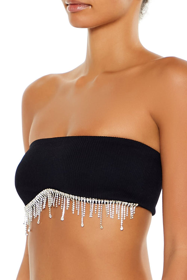 Seamless Rhinestone Fringe Bralette - Image 3