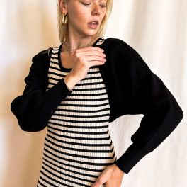 Ribbed Sweater Knit Bolero / Black