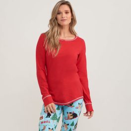 Women's Red Long Sleeve Pajama Top