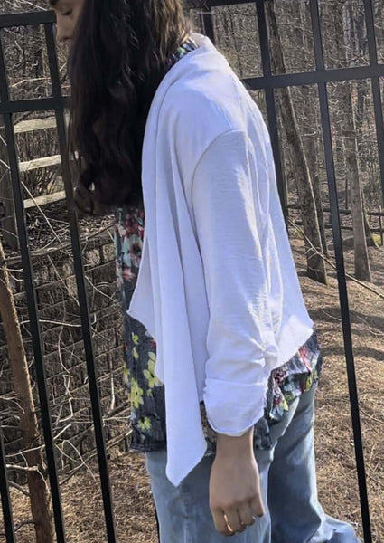 Bright White Open Front Spring/Summer Cardigan Made in USA - Image 5