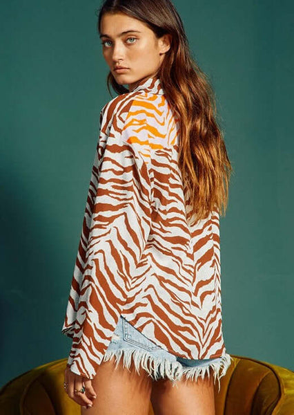 Animal Print Contrast Button Down Top CLEARANCE FINAL SALE - Image 2