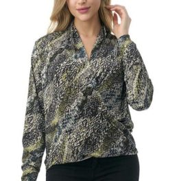 Olive Snake Print Fashion Surplice Top CLEARANCE FINAL SALE