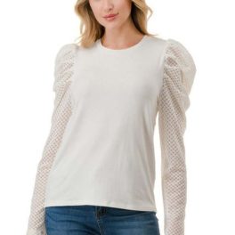 Ivory Lace Puff Sleeve Top CLEARANCE FINAL SALE