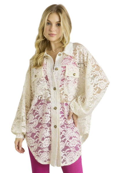 A Vacation Accessory Lace Button Down Shirt - Clearance Final Sale - Image 5