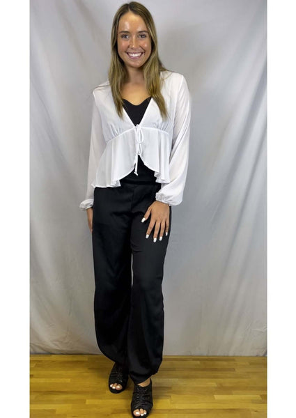 Bright White Tie Front Peplum Cardigan CLEARANCE FINAL SALE - Image 4
