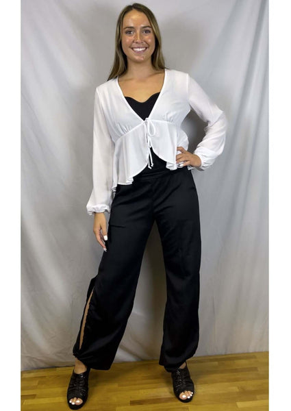 Bright White Tie Front Peplum Cardigan CLEARANCE FINAL SALE - Image 3