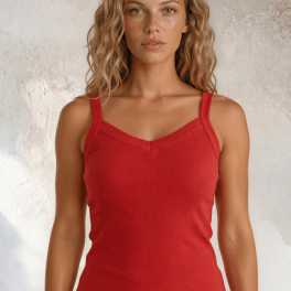 Harmony Premium Cotton Ribbed Tank Top in Crimson Red