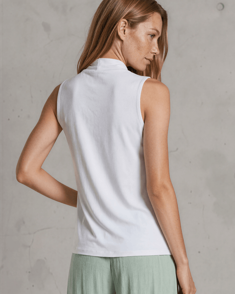 Nikki Cowl Neck Jersey Top - White - Image 2