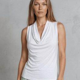 Nikki Cowl Neck Jersey Top - White