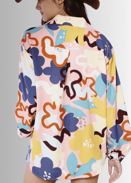 Colorful Floral Button Down Blouse Made in USA - Image 4