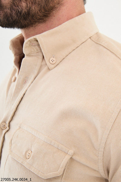 Mantova Corduroy Shirt — Beige - Image 2