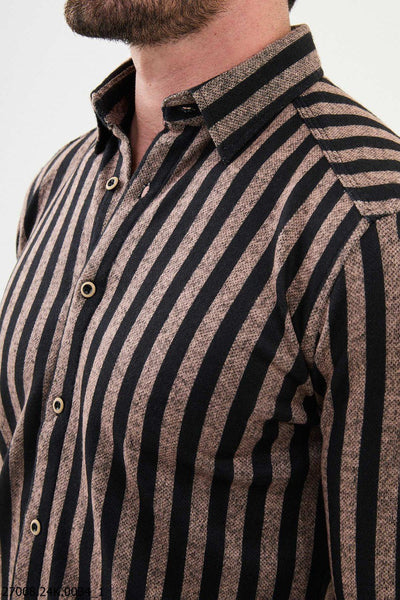 Messina Striped Shirt — Black and Beige - Image 2