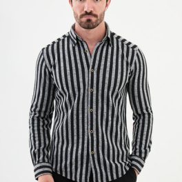 Pescara Striped Shirt — Black and Grey