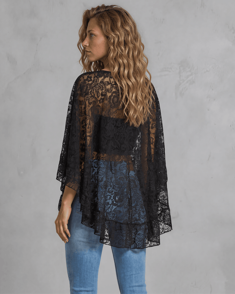 Victoria Black Lace Accent Shawl - Image 2