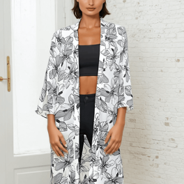 Mira Open Front Floral Kimono