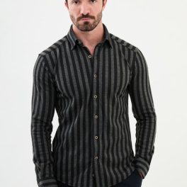 Latina Striped Shirt — Black and Grey