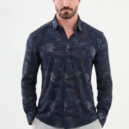 Bastia Patterned Shirt — Blue and White