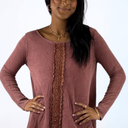 Thermal Lace Trim Top Made in USA