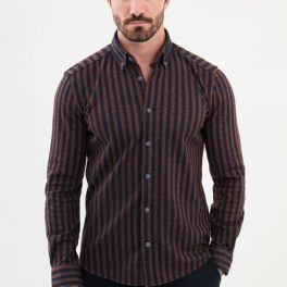 Cuneo Striped Shirt — Brown and Navy