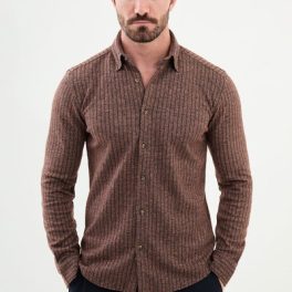 Pistoia Striped Shirt — Brown
