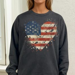 Distressed Patriotic Heart Heavy Weight Sweatshirt