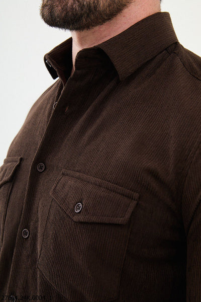 Brescia Corduroy Shirt — Brown - Image 2