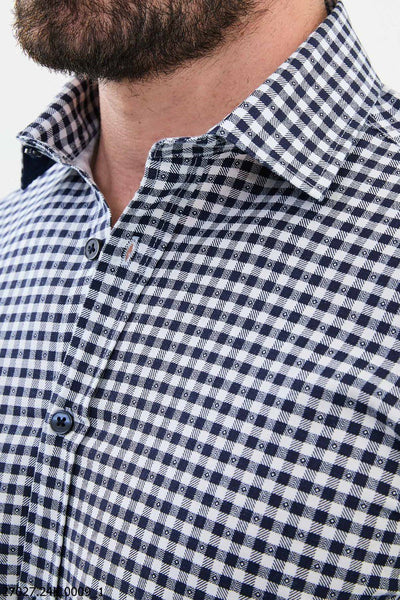 Classic Blue-White Gingham Checkered Shirt. - Image 2