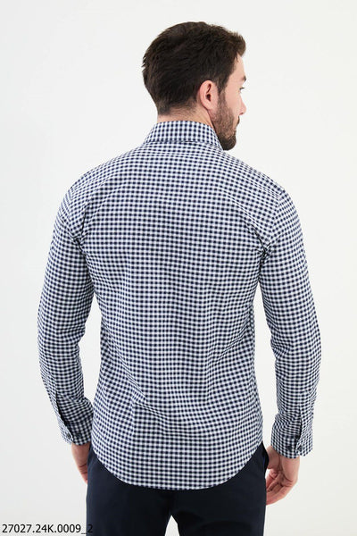 Classic Blue-White Gingham Checkered Shirt. - Image 3