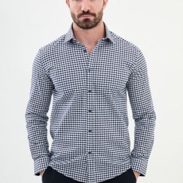 Classic Blue-White Gingham Checkered Shirt.