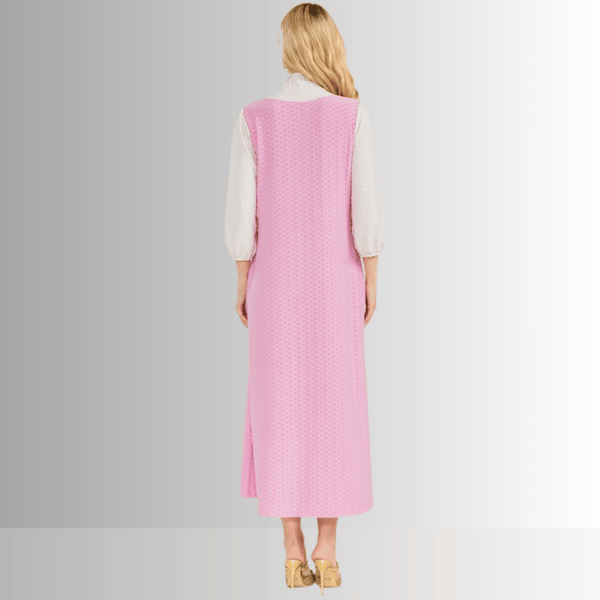 Honeycomb Jersey Classic Bowtie Midi Dress Clearance Final Sale - Image 3