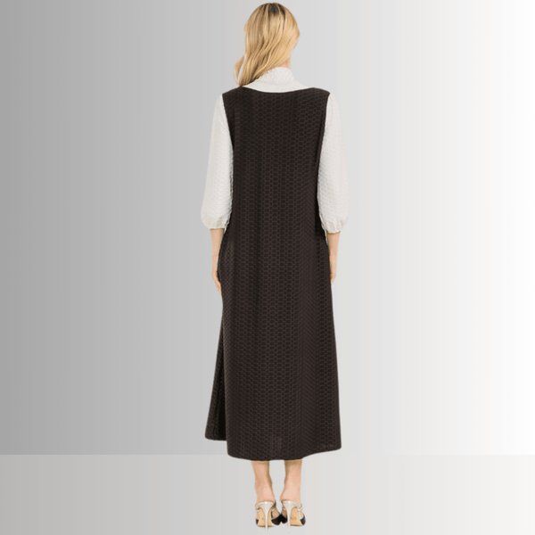 Honeycomb Jersey Classic Bowtie Midi Dress Clearance Final Sale - Image 2