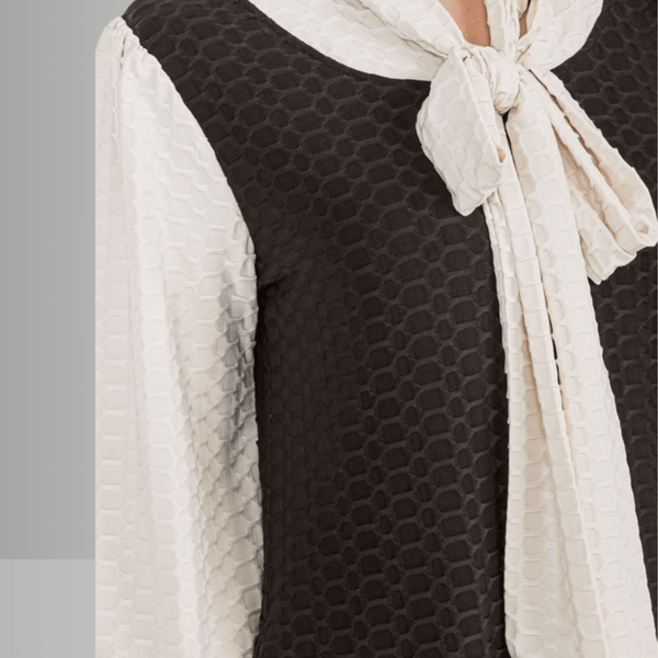Honeycomb Jersey Classic Bowtie Midi Dress Clearance Final Sale - Image 5