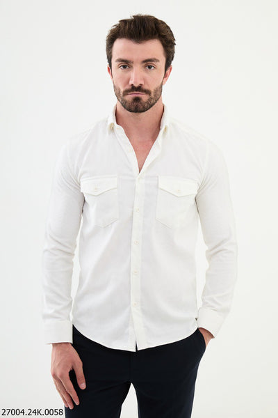 Lecco Corduroy Shirt — White