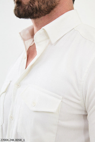 Lecco Corduroy Shirt — White - Image 2